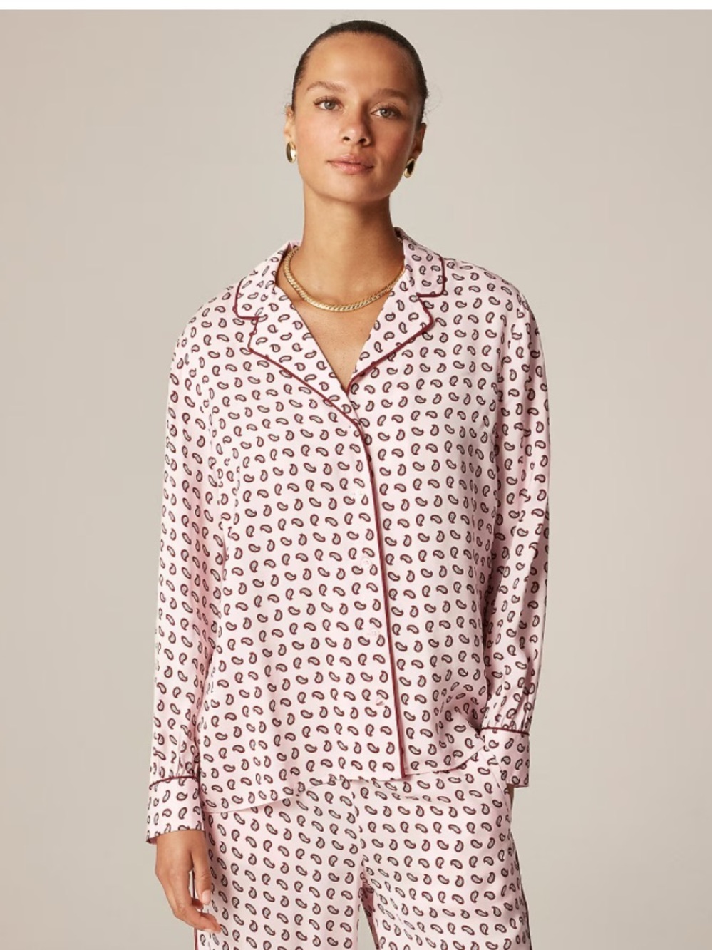 J. Crew Drapey camp-collar shirt in paisley print -Pink